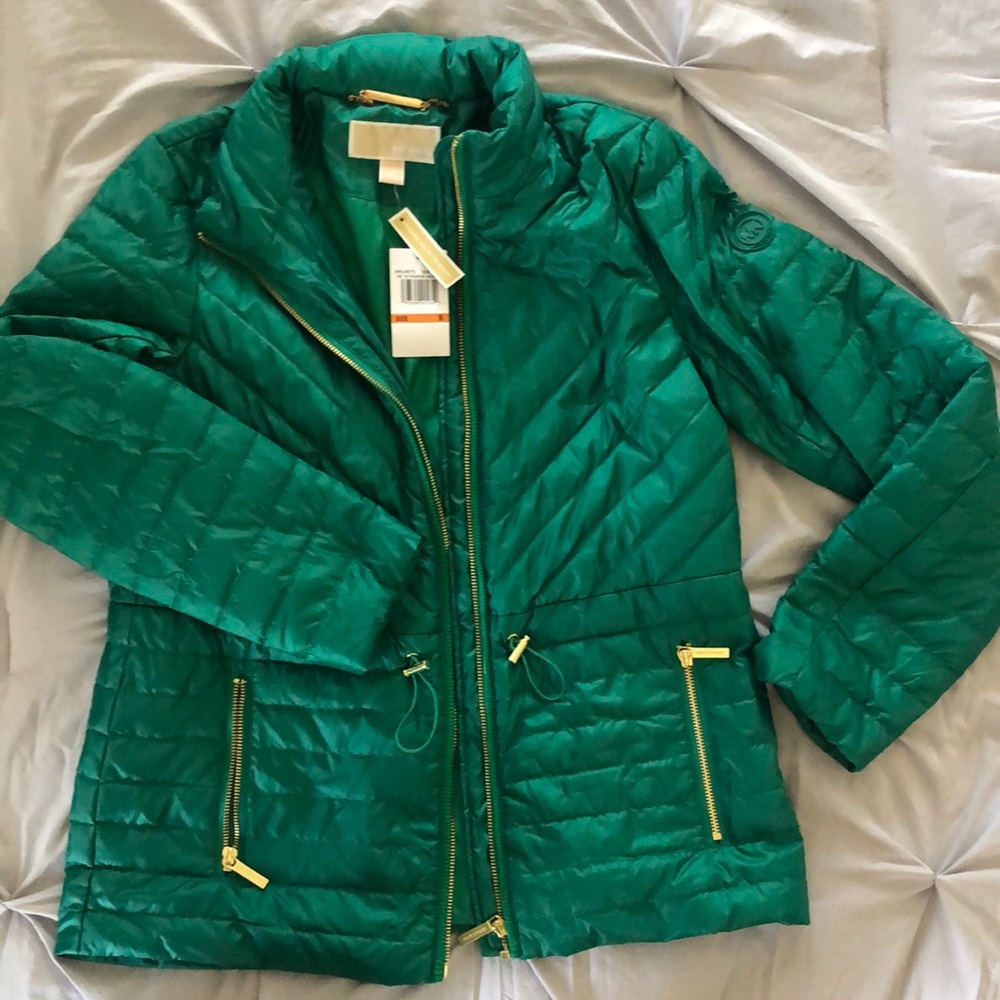 Gem green Michael Kors jacket with packable bag - size small - new with tags